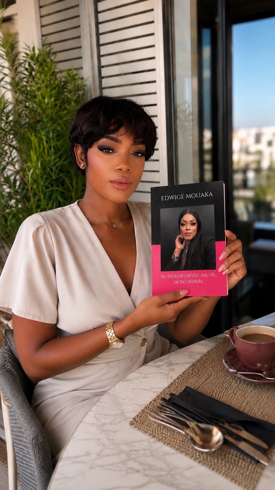 Edwige Mouaka présentant son livre à table